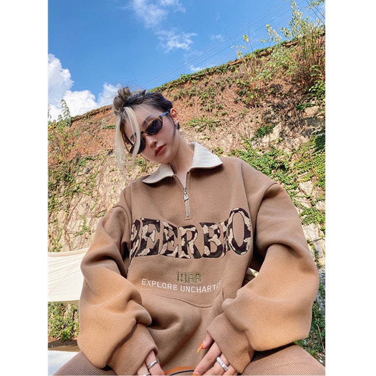 Áo sweater Tay Dài Có Khóa Kéo Có Túi Thêu Hình Kangaroo Kiểu hip-hop Cá Tính Dễ Phối Đồ | BigBuy360 - bigbuy360.vn