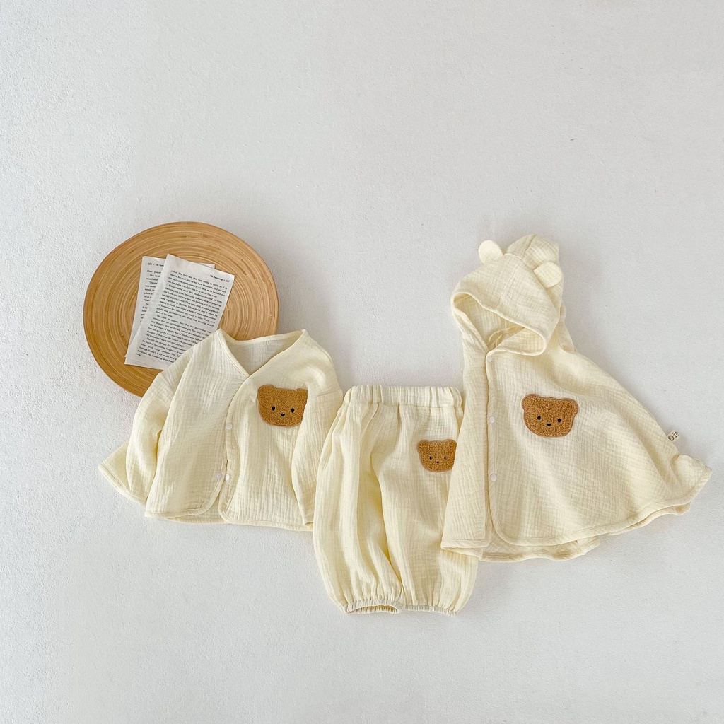 Bộ Áo Khoác cardigan Có Mũ + Quần Dài Chống Muỗi Thời Trang Xuân Hè Hàn Quốc Cho Bé