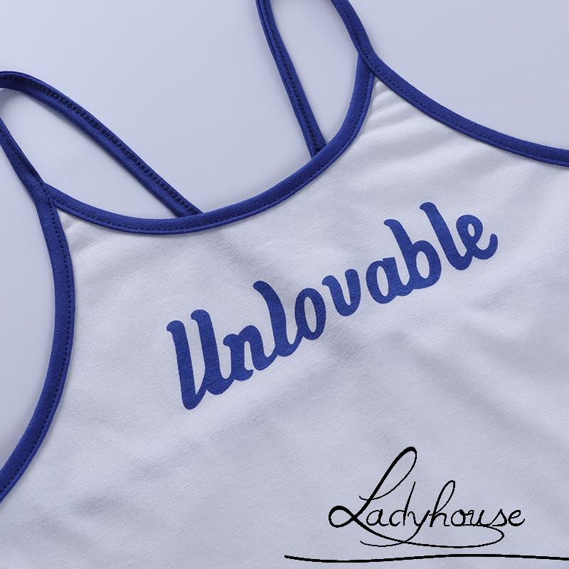 Áo Croptop Hai Dây Ôm Dáng In Chữ Thời Trang Cho Nữ