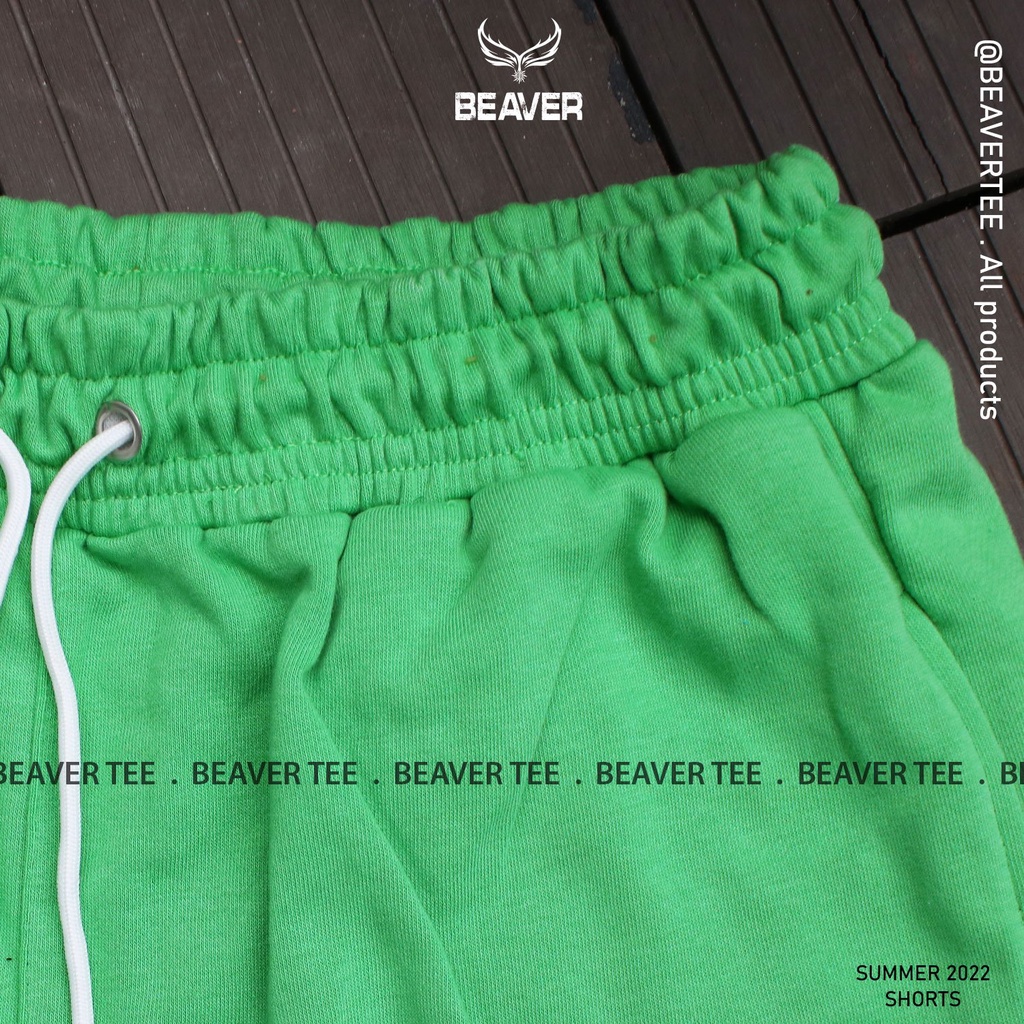 Quần XANH LÁ 2  TRƠN Short Thun, Quần Đùi Thun Họa Tiết Vải Nỉ Cotton Thoáng Mát Thoải Mái