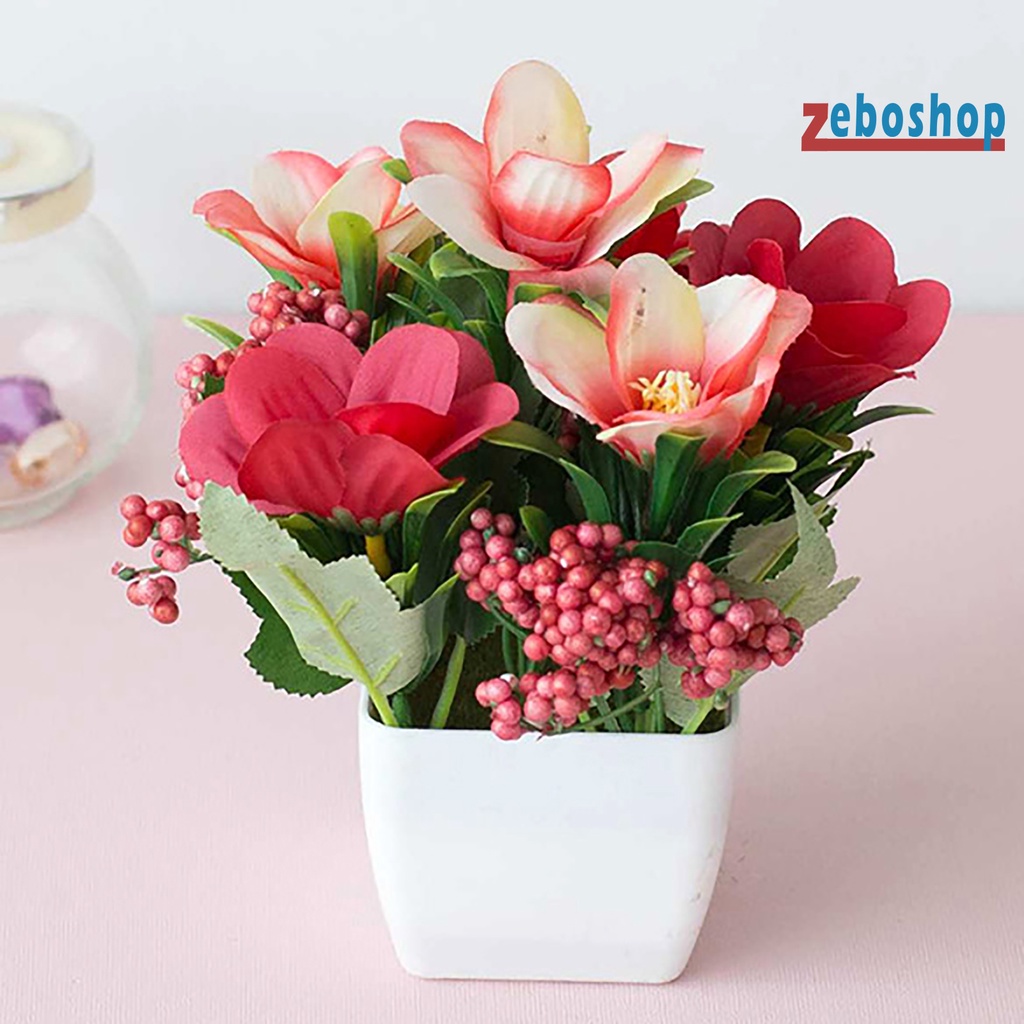 Chậu Hoa Hồng Nhân Tạo Bằng Nhựa Để Bàn Trang Trí Tiệc