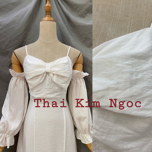 Đầm xoè trễ vai nơ ngực | BigBuy360 - bigbuy360.vn