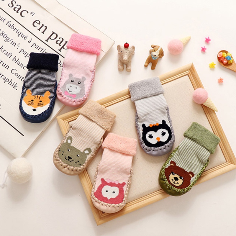 Vớ Chống Trượt Dày Dặn In Họa Tiết Hoạt Hình Dễ Thương Thời Trang Thu Đông Cho Bé