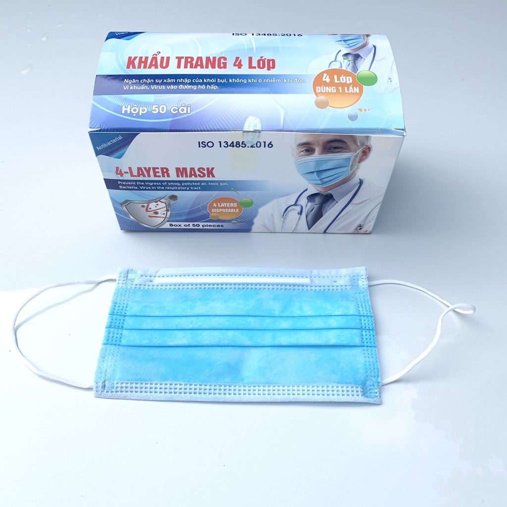 [GIÁ TỐT] HỘP KHẨU TRANG Y TẾ LOẠI 4 LỚP MÀU XANH [1 HỘP 50 CÁI][ LỰA CHỌN TỐI ƯU]