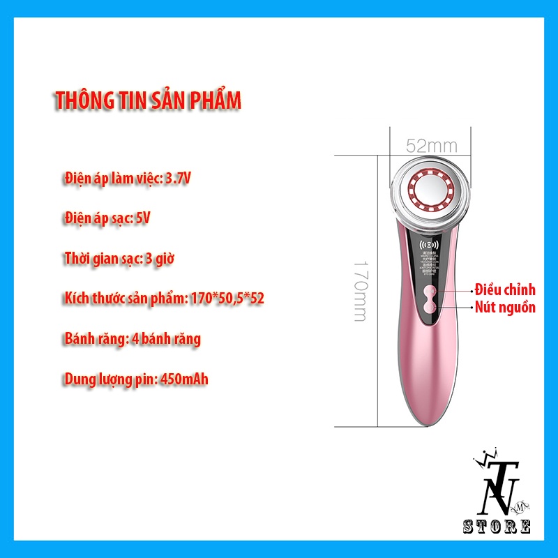 Máy đẩy tinh chất điện di nóng lạnh, massage mặt, nâng cơ, dưỡng trắng, tái tạo da