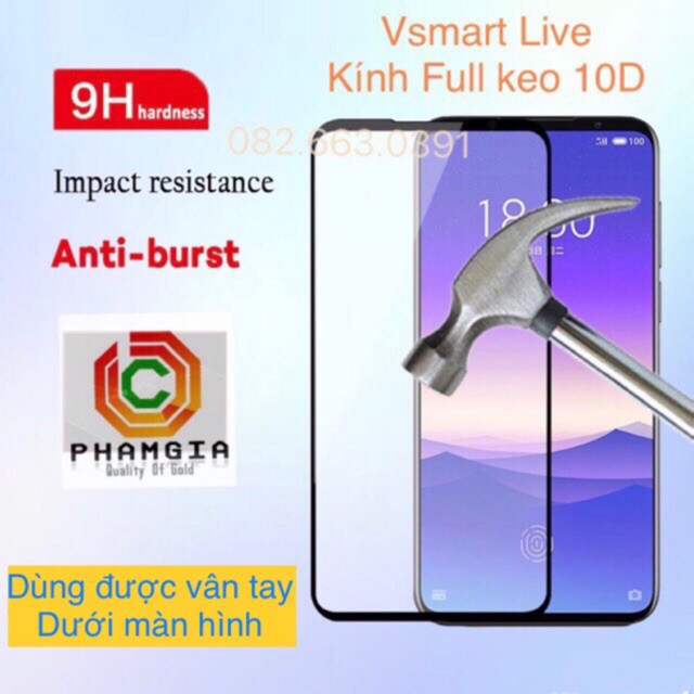 Kính cường lực màn hình vsmart live full màn chuẩn xịn (có video)