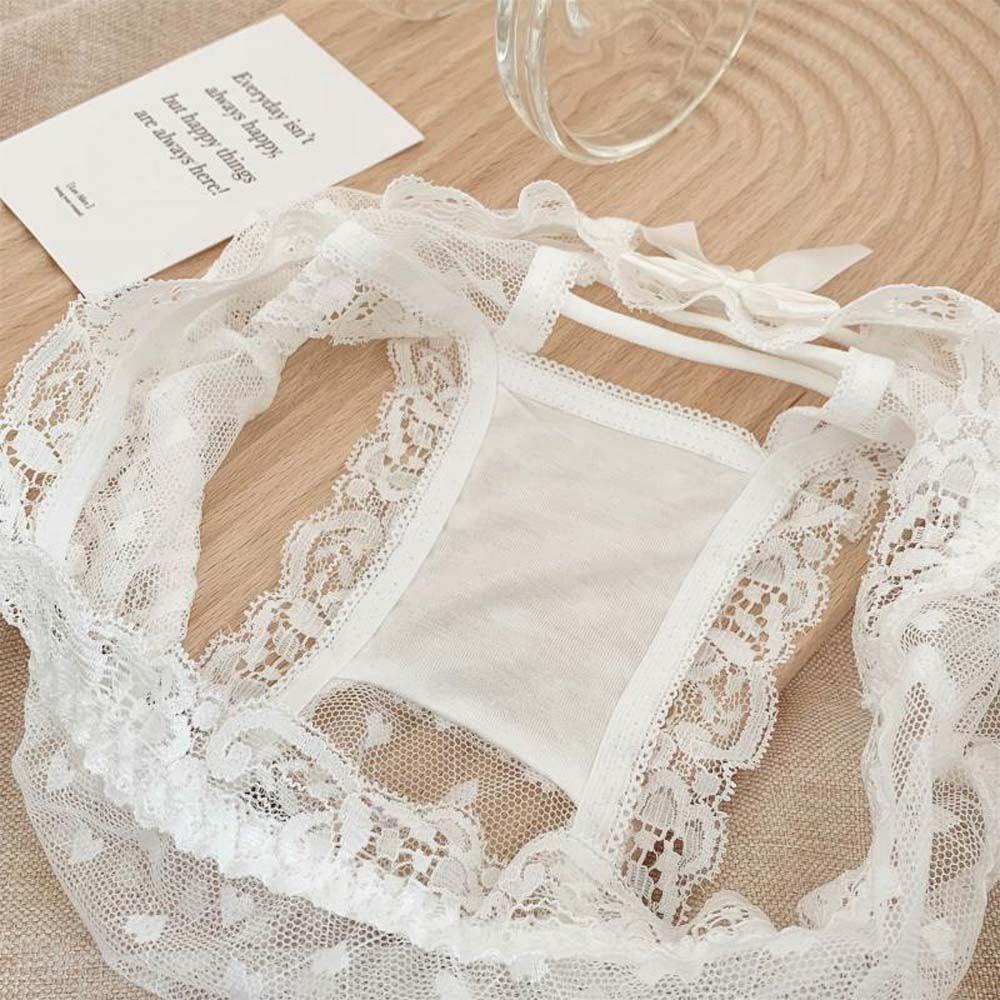 Quần Lót Cotton Phối Ren Dây Chéo Hở Đáy Quyến Rũ Dành Cho Nữ