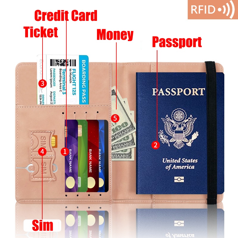 Ví Da PU Cao Cấp Đựng Passport, Hộ Chiếu Tiện Lợi, Nhỏ Gọn. Thiết Kế Nhiều Ngăn Với 6 Màu Siêu Đẹp, Sang Trọng