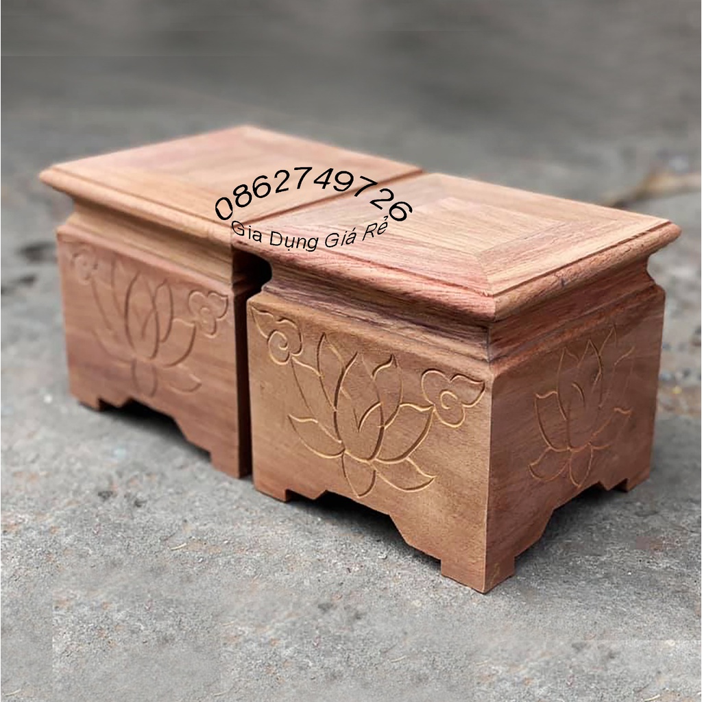 (Giá Rẻ)Đế nhất búp sen vuông 16cm gỗ hương cao 9cm