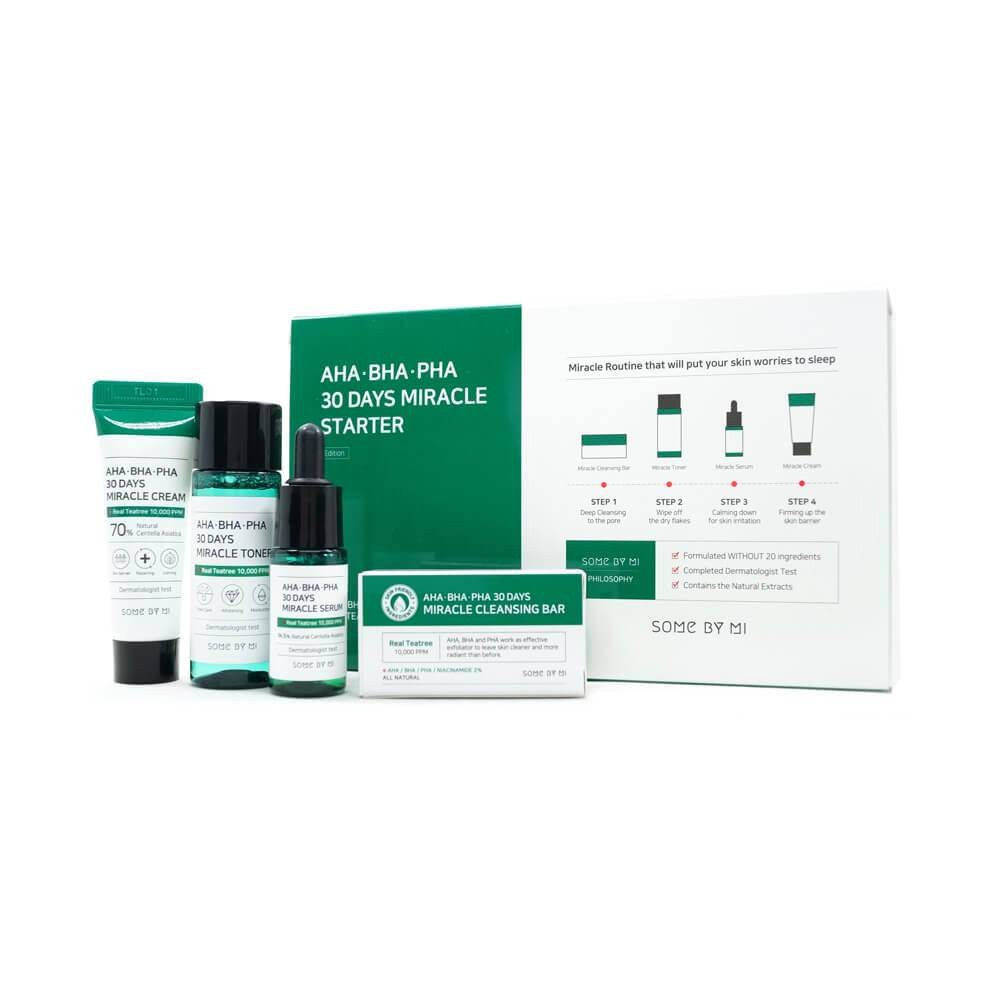 Bộ Kit Chăm Sóc Da Mụn Some By Mi AHA BHA PHA 30 Days Miracle Starter Kit Edition (4 sản phẩm)