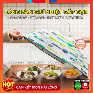 (LOẠI TO) Lồng Bàn Giữ Nhiệt Gấp Gọn 6 Cạnh Có Khung Sắt Đậy Thức Ăn Che Bụi Bẩn Côn Trùng Vi Khuẩn