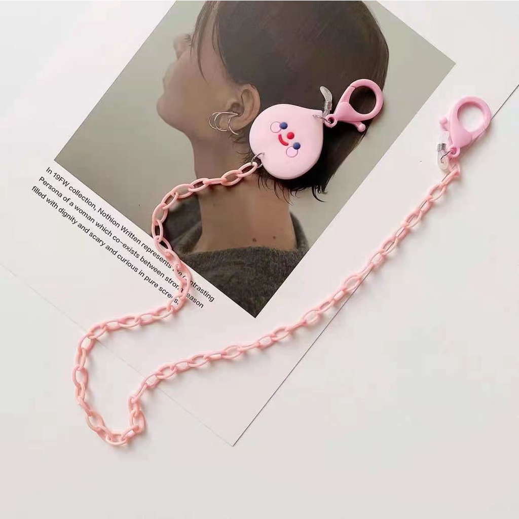 Dây Đeo Mặt Nạ acrylic Hình Quả Đào Hoạt Hình Màu Hồng