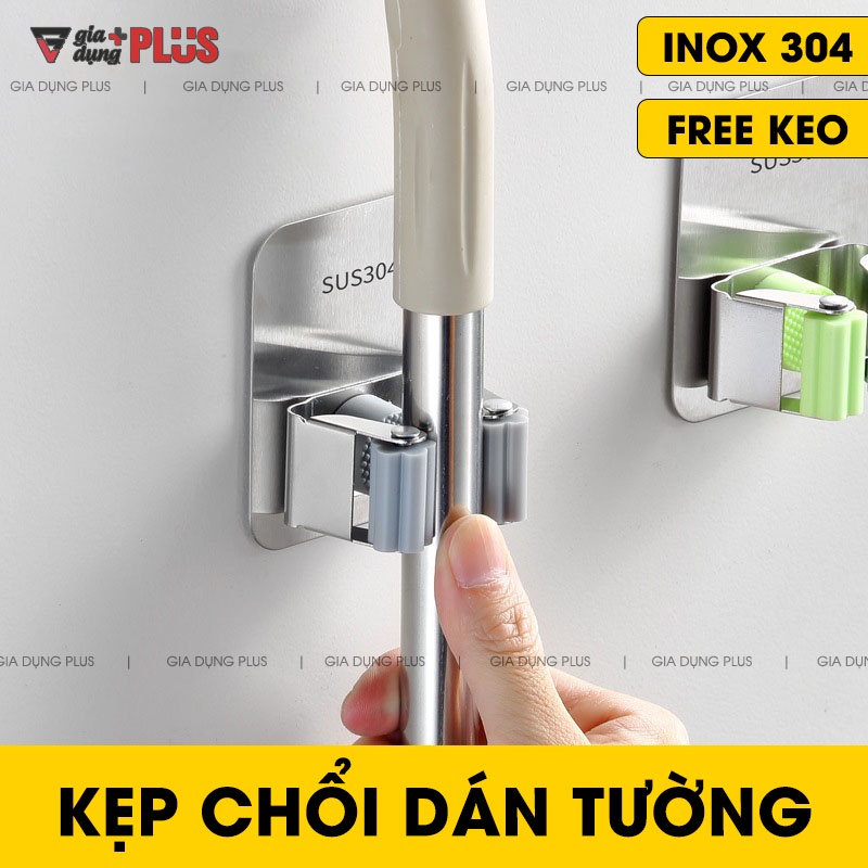 Kẹp chổi, cây lau nhà dán tường bằng inox 304, siêu chắc và chịu lực Vimora.vn