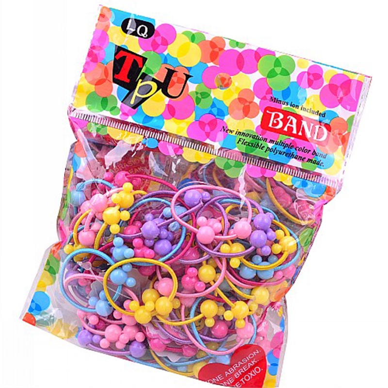 SET 100 dây cột tóc co giãn nhiều màu cho bé gái mã PK-016