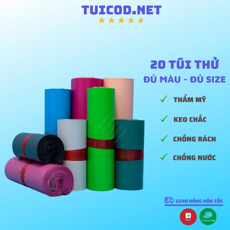 Combo 20 Túi Thử, Túi Gói Hàng Có Sẵn Keo Dán Niêm Phong Giá Xưởng
