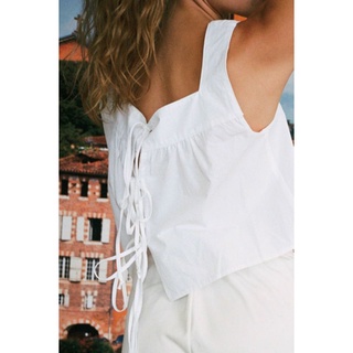 Áo croptop linen hãng HD paris - ALFA_vnxk