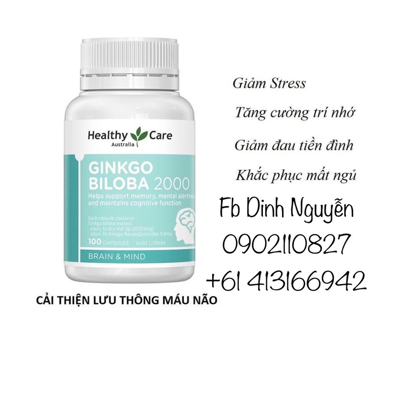 Viên bổ não ginkgo biloba 2000mg healthy care