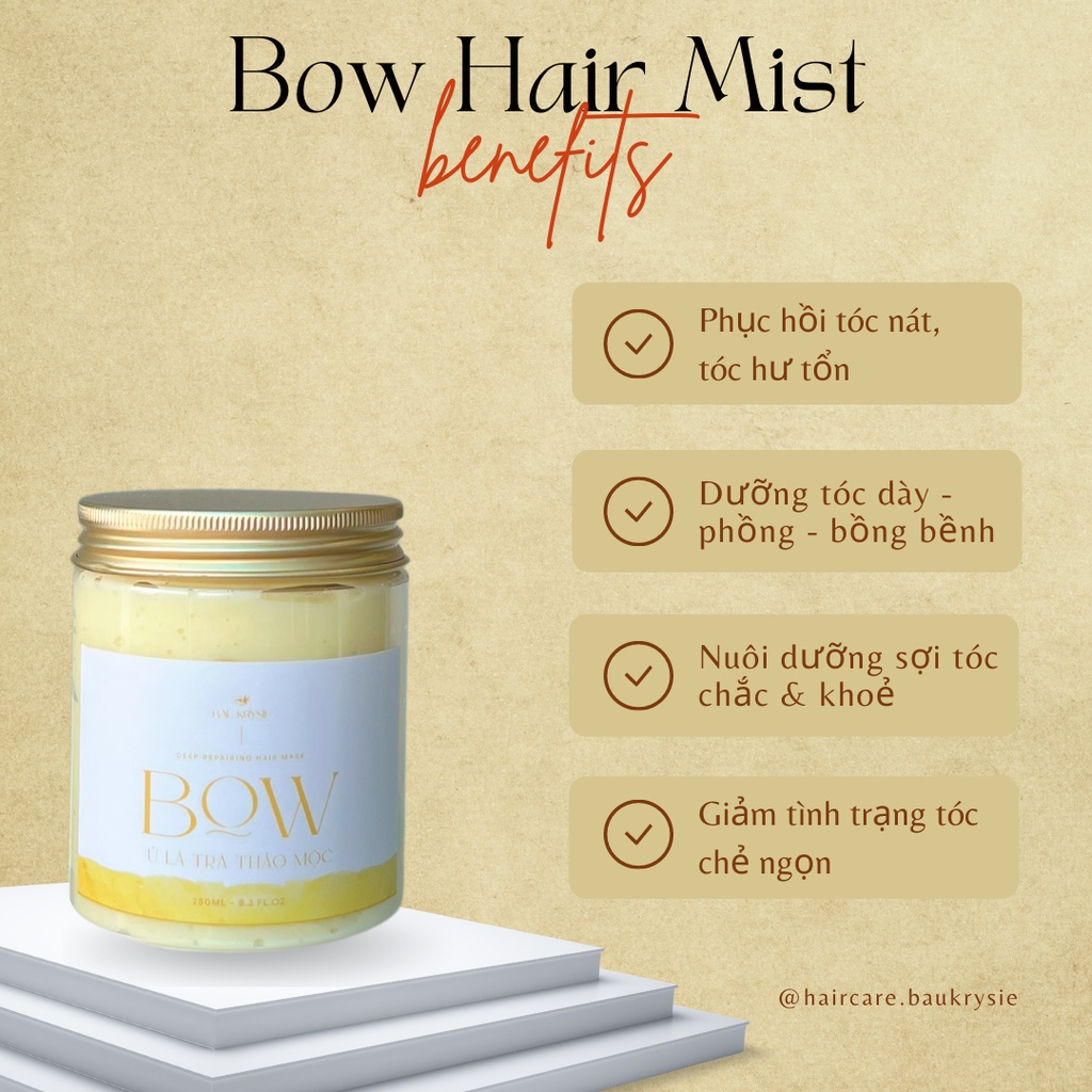 BOW Deep Repairing Hair Mask - Kem Ủ/ Hấp Tóc Lá Trà Thơm ( không chứa silicone )