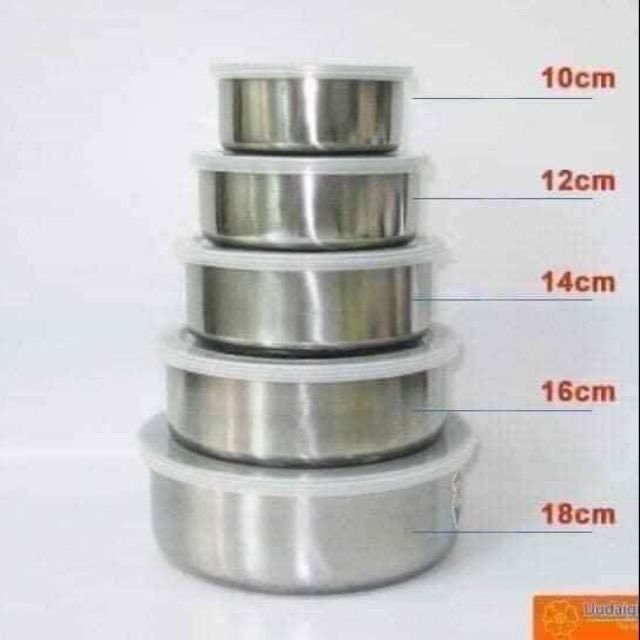 1 BỘ COMBO 5 BÁT INOX CÓ NẮP ĐẠY