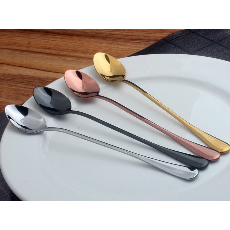 Muỗng cà phê cán dài 4 màu bằng thép không gỉ