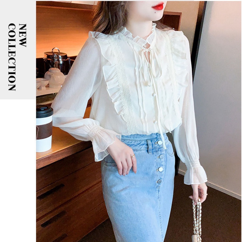 áo sơ mi nữ  áo sơ mi áo sơ mi nữ áo sơ mi  Áo Sơ Mi Chiffon Tay Dài Thời Trang Mùa Thu 2022 Dành Cho Nữ