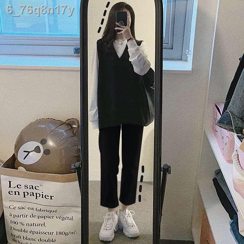 ஐ ◊ ( rẻ mà chất lượng)Áo vest nữ ba mảnh mùa xuân và thu năm 2021 mới hợp thời trang phong cách Hàn Quốc quần của phụ b