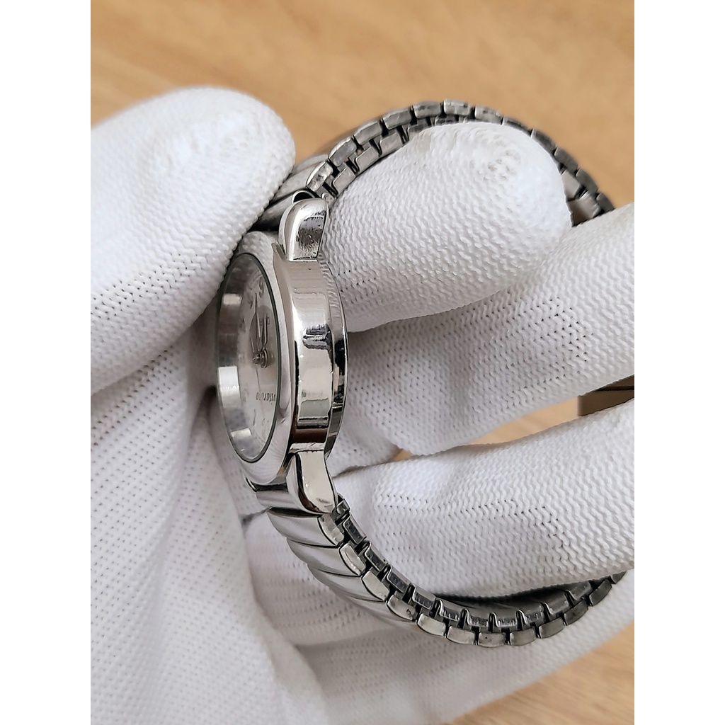 Đồng hồ nữ Vitaroso hàng si Nhật dây chun full màu bạc