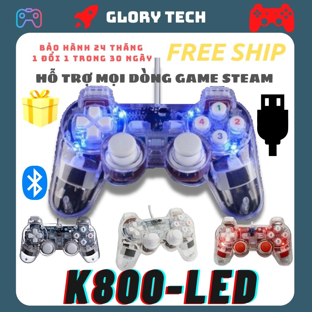 ⚽️ Chuyên FIFA ONLINE 4 ⚽️ Tay cầm chơi game PC Cổng USB Có Đèn Led + Rung Trong Suốt chơi Genshin Impact , PES , FIFA