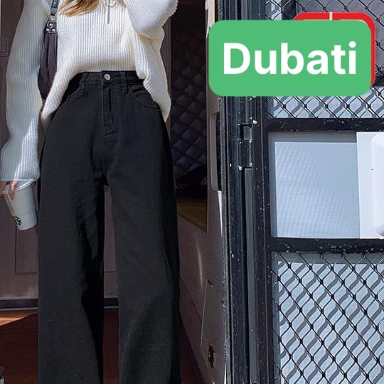 QUẦN BAGGY JEAN NỮ CHẤT BÒ ĐEN ỐNG SUÔNG RỘNG LƯNG CAO NÂNG MMÔNG- DB 069- DUBATI FASHION