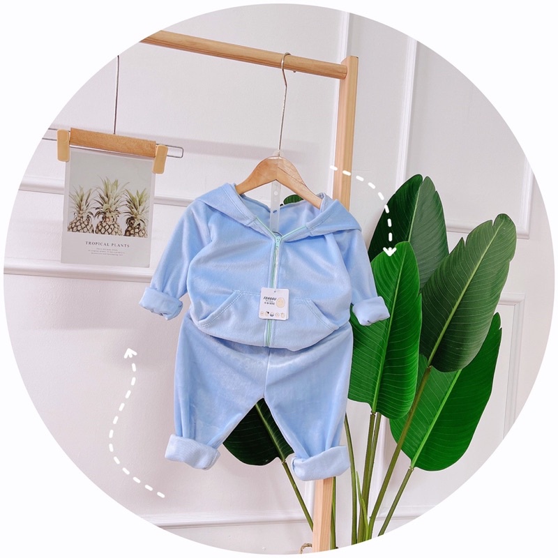 Bộ nỉ nhung lông siêu ấm cho bé trai, bé gái K005