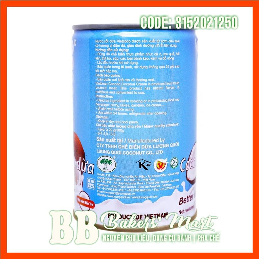 Nước cốt dừa VIETCOCO Xanh - Lon 400ml (BAO BÌ MỚI 06/2021)