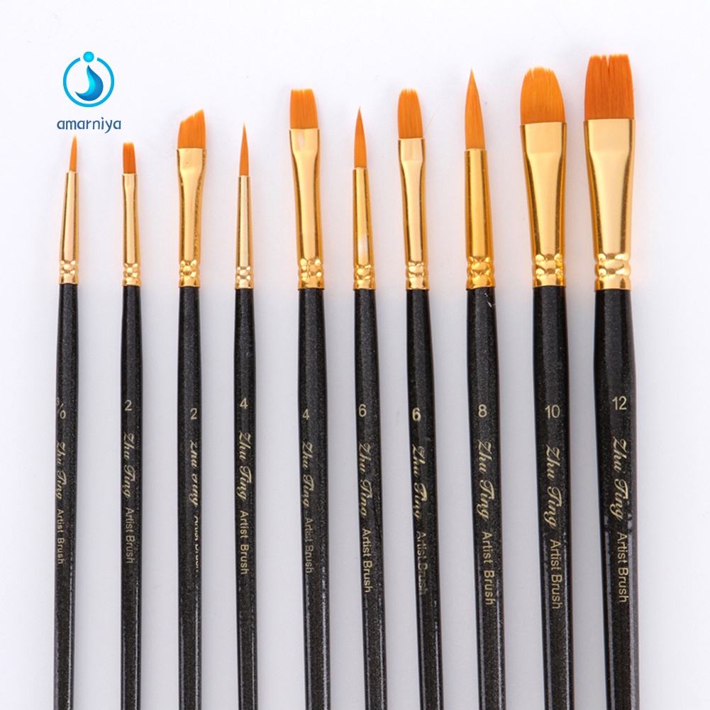 Hàng Có Sẵn Hàng| Set 10 Cọ Vẽ Màu Nước Chất Lượng Cao