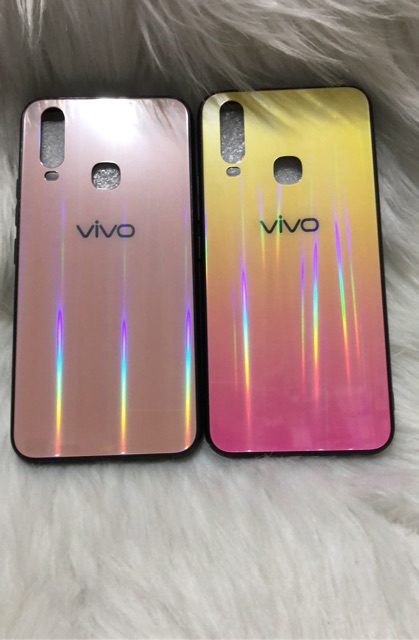 ViVo Y15 Ốp lưng viền dẻo mặt kính cường lực 7 màu cao cấp