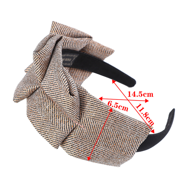 Băng đô cài tóc Haimeikang bằng vải dày kẻ sọc thời trang mùa đông cho nữ