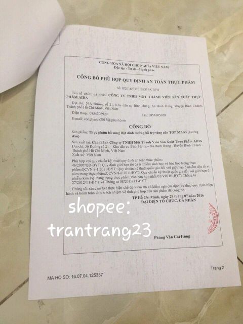 Sữa tăng cơ TOPMASS GOLD