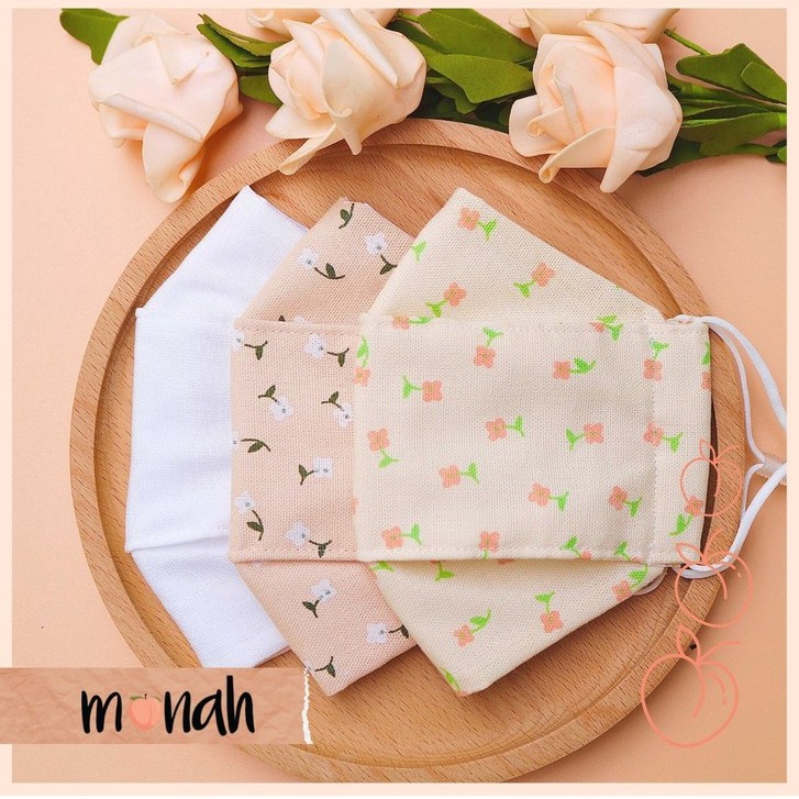 Combo 3 khẩu trang vải kháng khuẩn linen cotton 3 lớp tông trắng hồng xanh cổ điển pastel | BigBuy360 - bigbuy360.vn