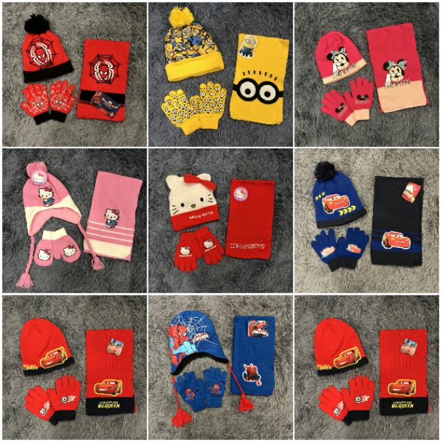 Set khăn mũ len bé trai bé gái Disney