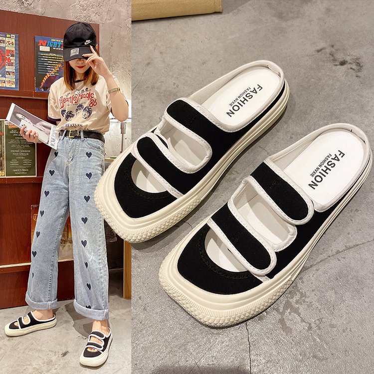 Fashionable New Velcro Ulzzang Canvas Lazyshoes Sneaker