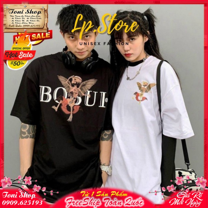 Áo Thun Tay Lỡ Unisex - Áo Thun Nam Nữ Form Rộng BOBUI 2 Màu Siêu Hot - LP.STORE (Toni Shop)