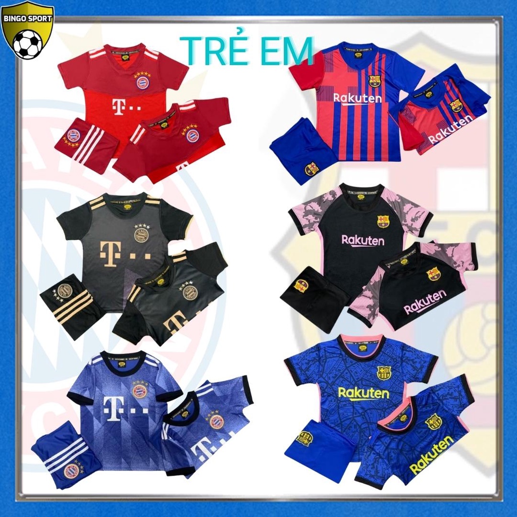 Quần Áo Bóng Đá TRẺ EM BAYERN MUCHEN Sân Nhà Đỏ Đẹp Giá Rẻ Màu Đỏ 2021 2022 Mẫu Mới BINGO SPORT