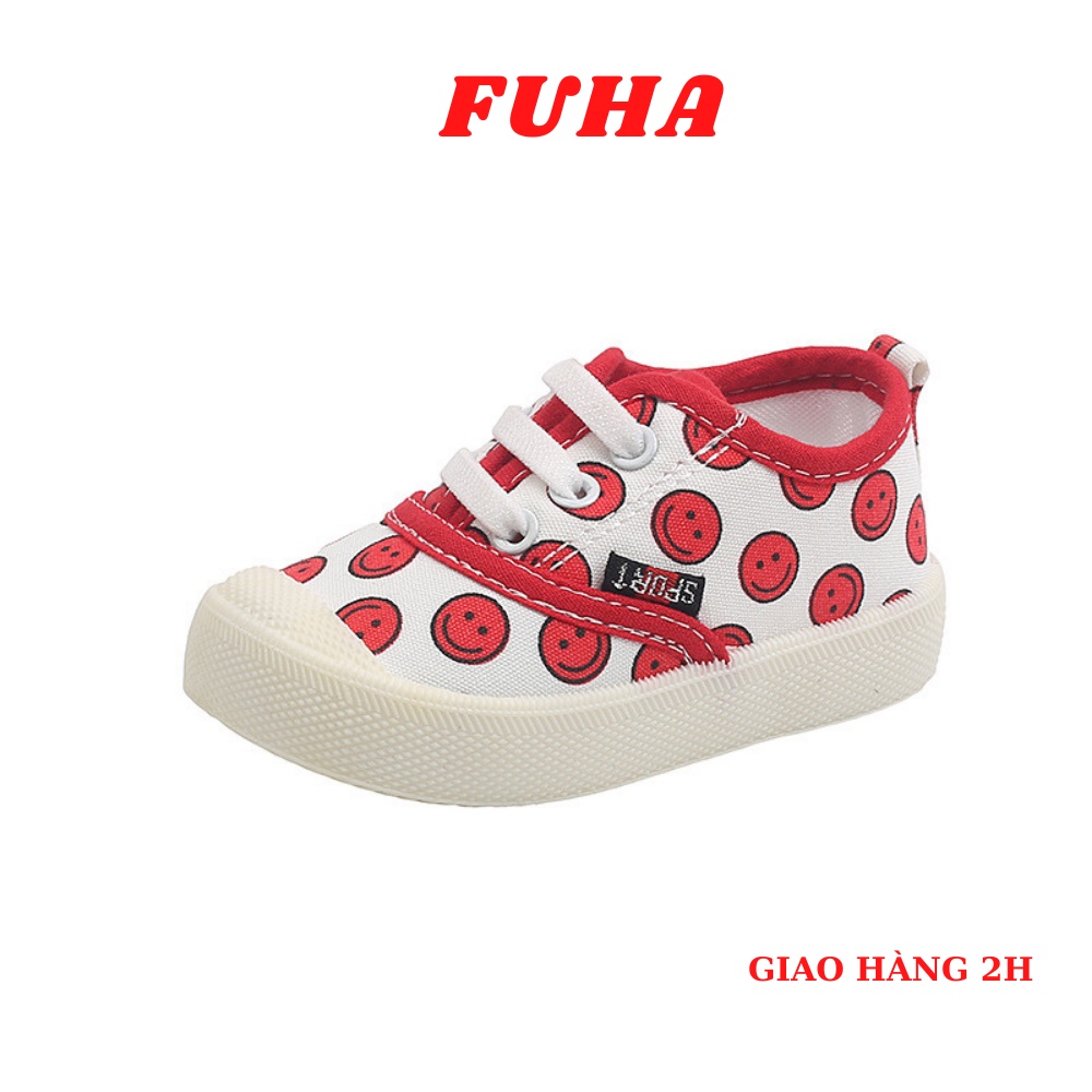 Giày tập đi cho bé FUHA, giày dây buộc sẵn họa tiết caro dễ thương