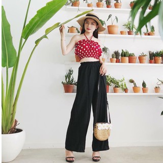 Follow shop săn deal hot - Áo Croptop - Áo chấm bi - Áo trễ vai đi biển