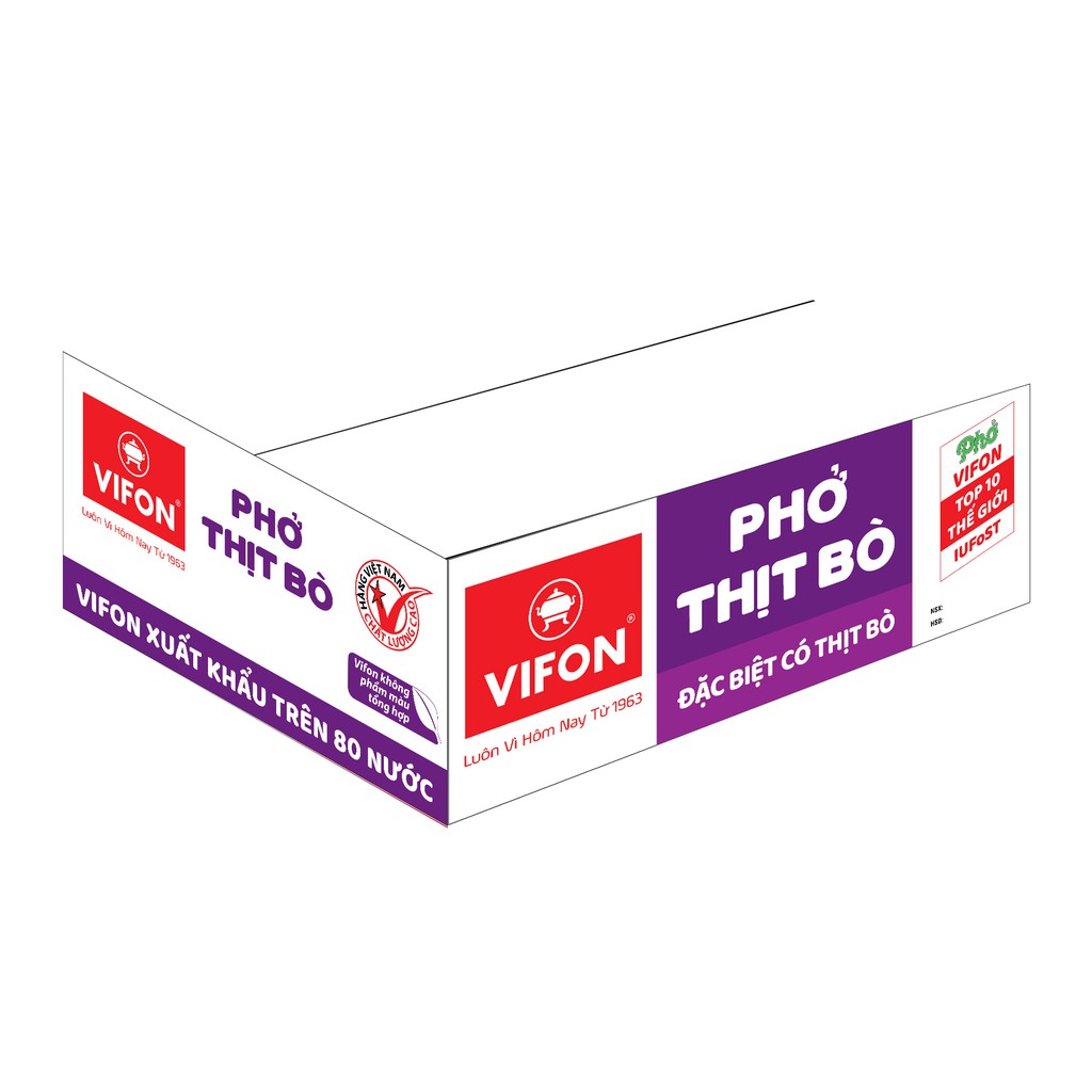 [UY TÍN] Thùng 12 Tô Phở Thịt Bò Có Thịt Thật VIFON 120g/Tô [CHÍNH HÃNG]