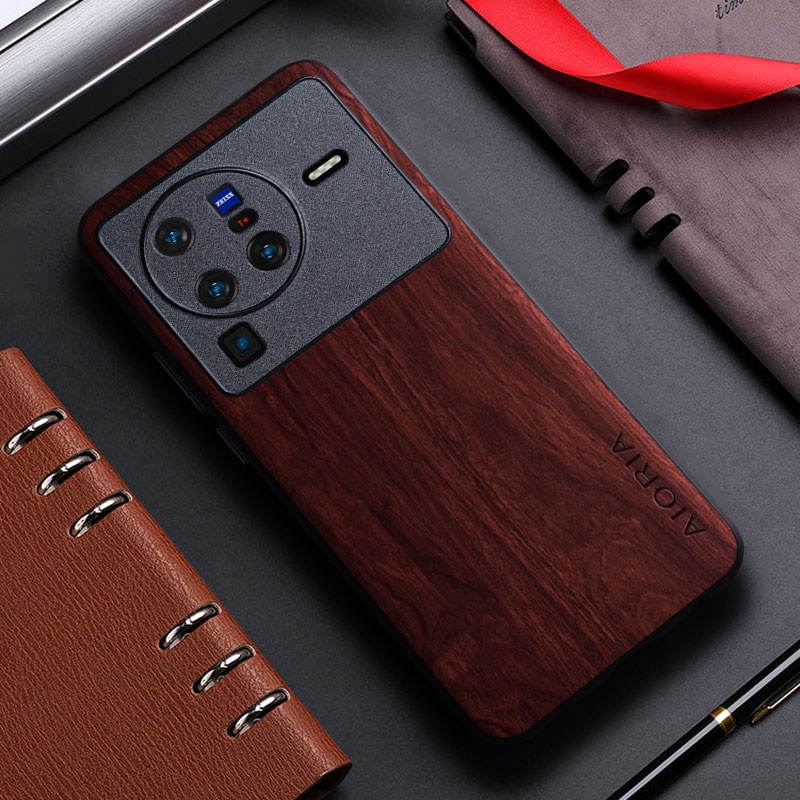 Ốp Bao Da Điện Thoại Họa Tiết Vân Gỗ Tre Cho vivo x80 vivo x80 pro Ốp