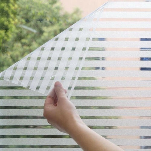 Miếng Dán Cửa Kính Mờ Họa Tiết Kẻ Sọc Cách Nhiệt Chống Tia UV Tiện Dụng DIY