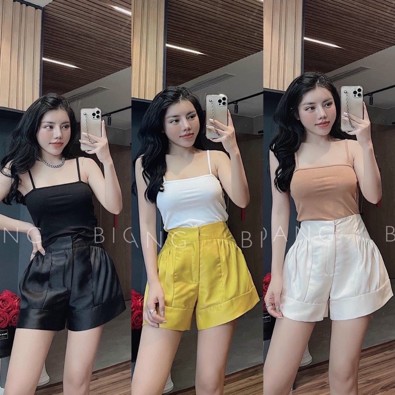BÁN SỈ QUẦN SOOC ĐŨI XẾP LY 3M ĐEN VÀNG TRẮNG CHO NỮ