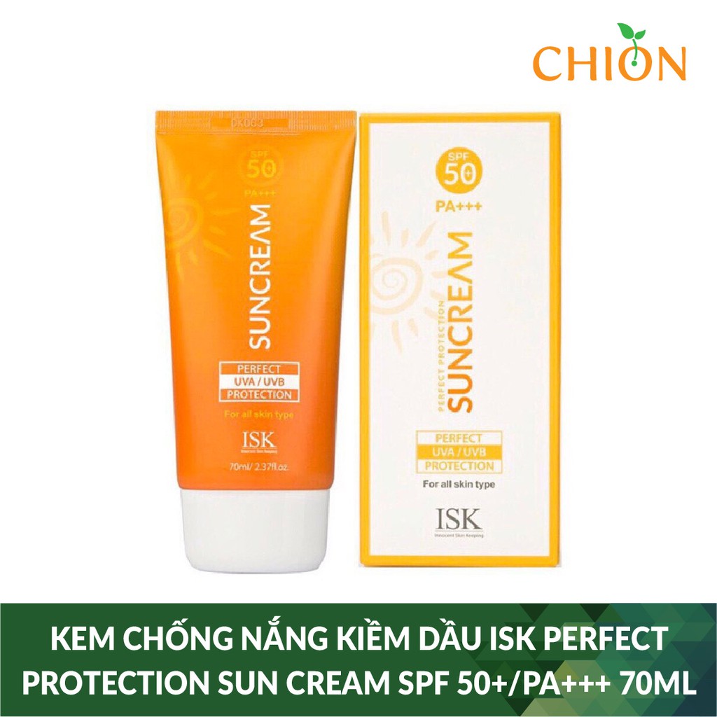 Kem chống nắng kiềm dầu và dưỡng ẩm ISK Perfect Protection Sun Cream SPF 50+/PA+++ 70ml - Hàn Quốc Chính Hãng