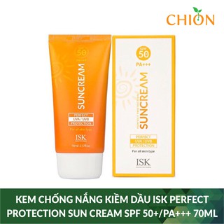 Kem chống nắng kiềm dầu và dưỡng ẩm ISK Perfect Protection Sun Cream SPF 50+/PA+++ 70ml - Hàn Quốc Chính Hãng