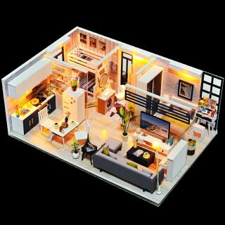 Kèm mica – Mô hình nhà gỗ búp bê dollhouse DIY – M018A Good Time