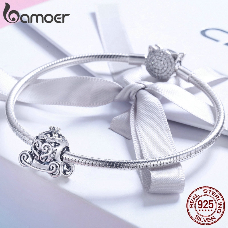 Hạt xâu trang sức Bamoer SCC792 hình trái bí ngô xinh xắn bạc 925